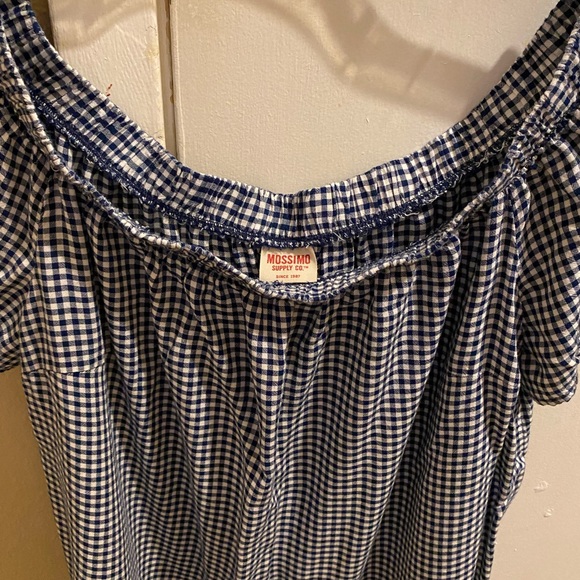 Mossimo Off the Shoulder Blue and White Top - Picture 3 of 3